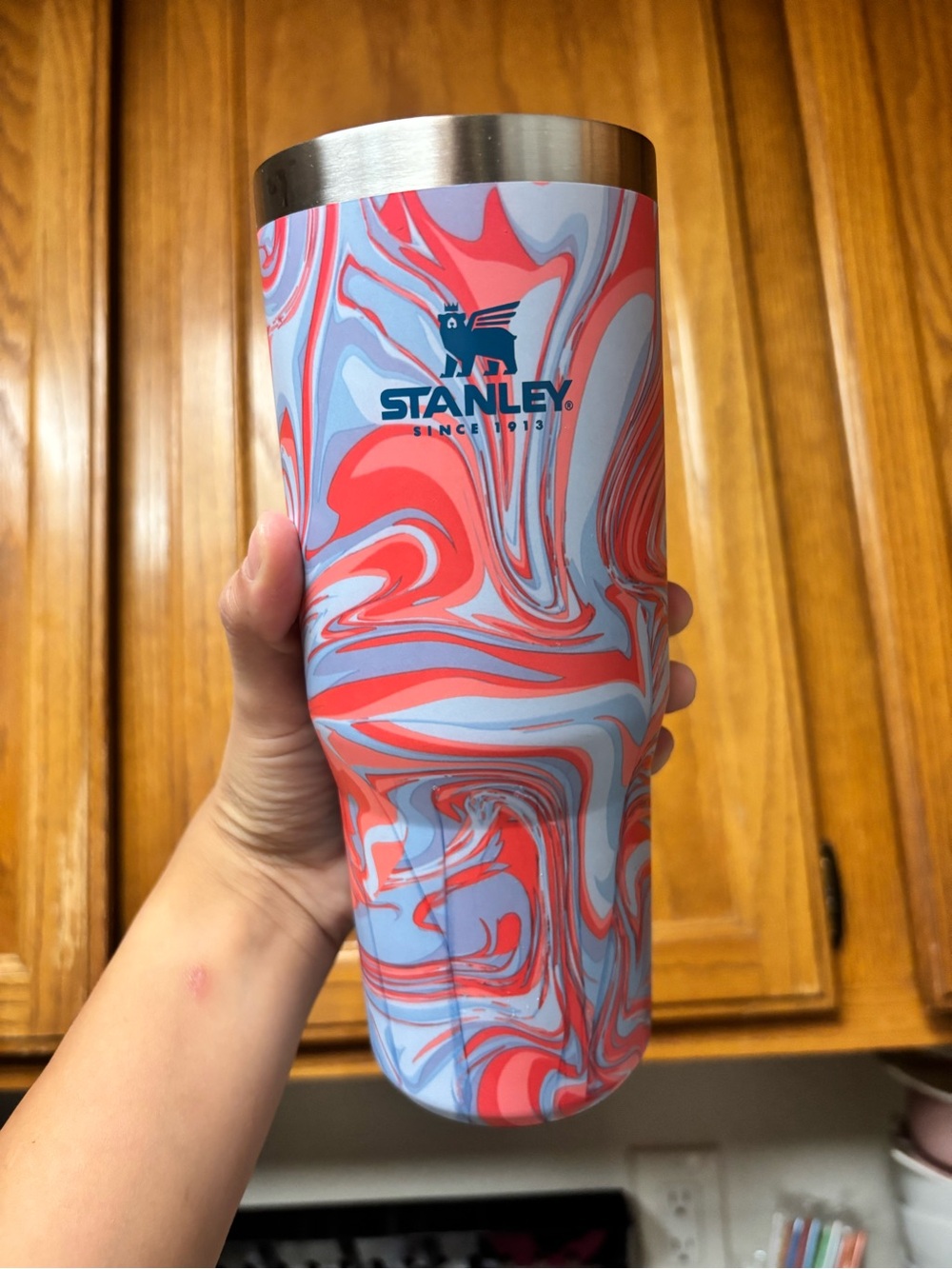 Stanley Swirl Tumbler in Coral and Light Blue